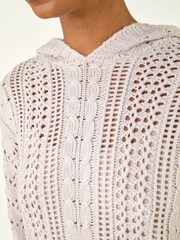 Roman White Hooded Cable Knit Jumper - Image 5 of 5