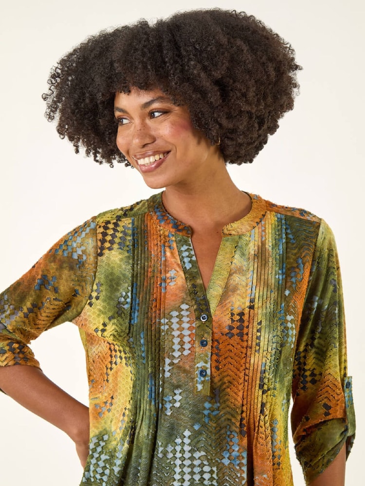 Roman Natural Textured Burnout Print T-Shirt - Image 1 of 5