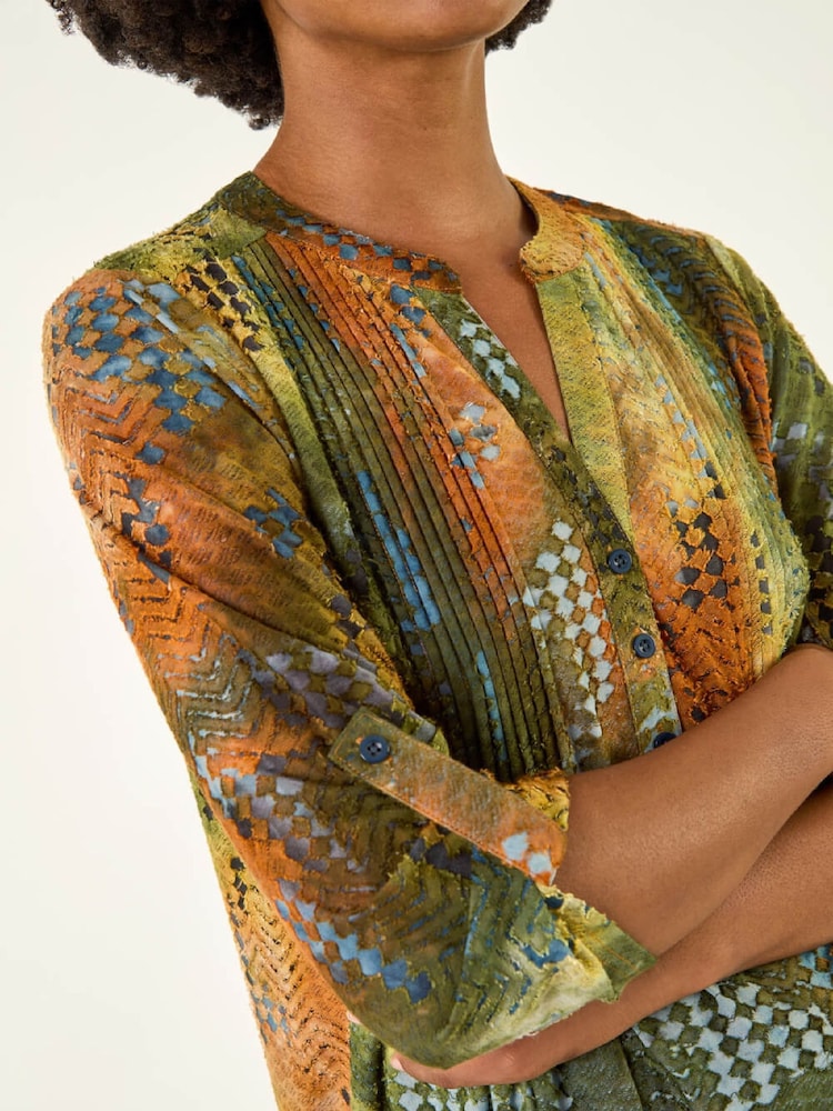 Roman Natural Textured Burnout Print T-Shirt - Image 5 of 5