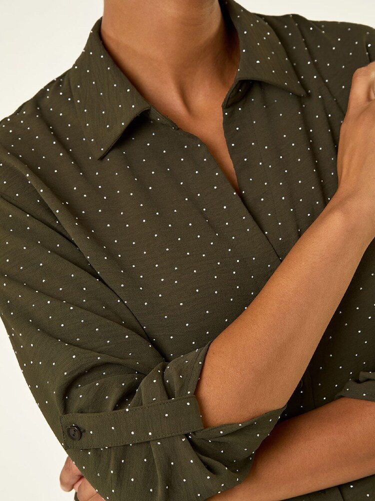 Roman Green Hotfix Button Through Shirt - Image 5 of 5 Roman Green Hotfix Button Through Shirt - Image 5 of 5