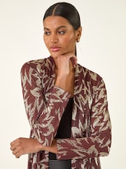 Roman Red Metallic Animal Print Plisse Blouse - Image 4 of 5