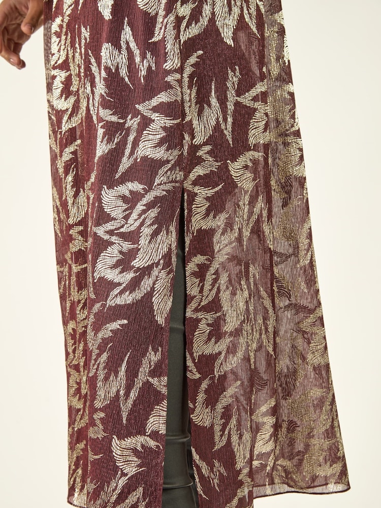Roman Red Metallic Animal Print Plisse Blouse - Image 5 of 5