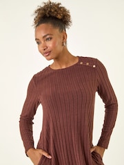 Marrón - Roman Textured Ribbed Swing Dress - Imagen 3 de 5