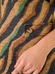 Roman Brown Zebra Print Stretch Swing Dress - Image 5 of 5