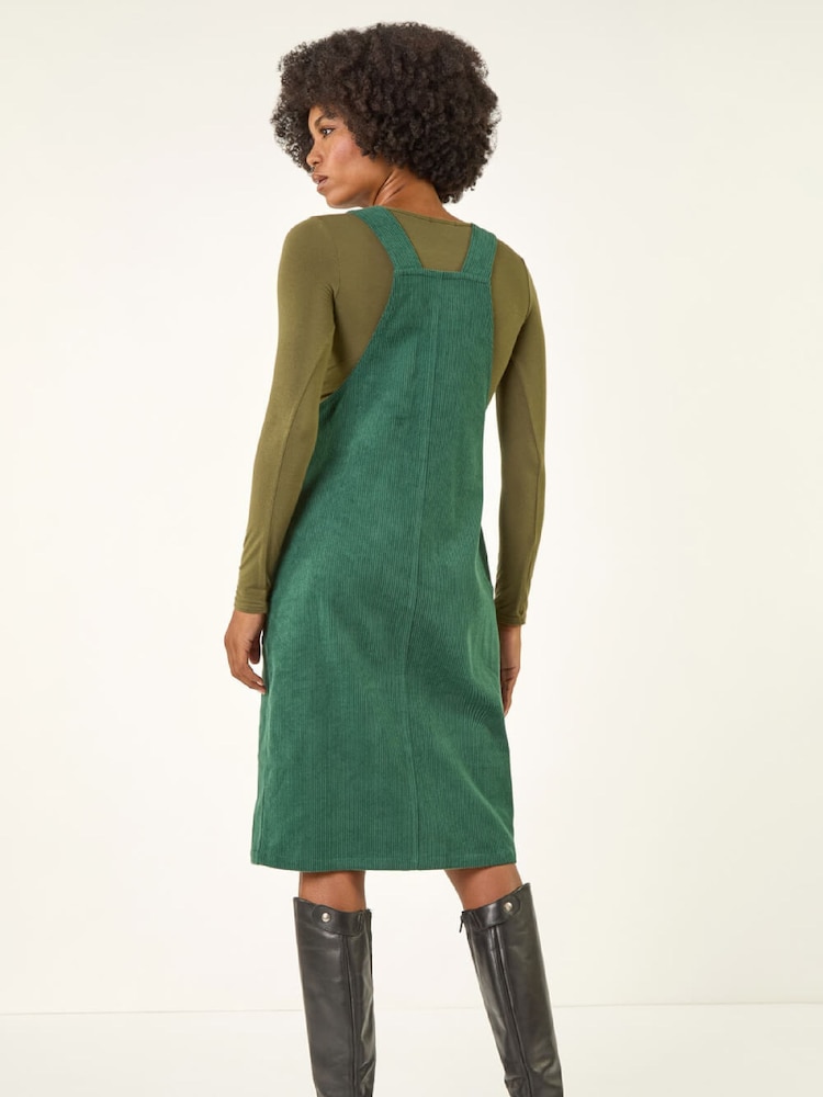 Buy Roman Green Corduroy Pinafore Midi Dress from Next USA