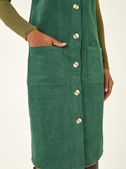 Roman Green Corduroy Pinafore Midi Dress - Image 5 of 5