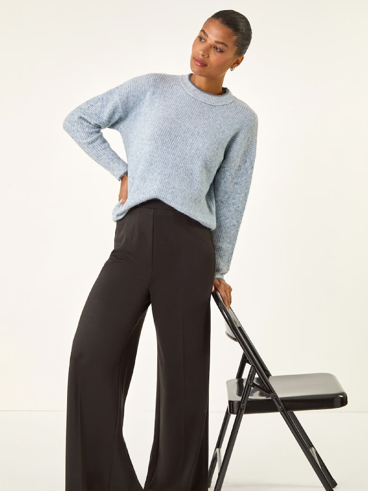 Roman Black Wide Leg Ponte Stretch Trousers - Image 1 of 5 Roman Black Wide Leg Ponte Stretch Trousers - Image 1 of 5