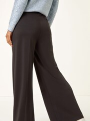 Roman Black Wide Leg Ponte Stretch Trousers - Image 3 of 5