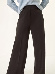 Roman Black Wide Leg Ponte Stretch Trousers - Image 4 of 5