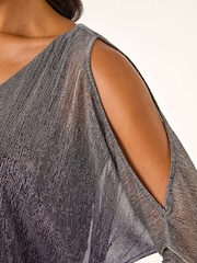 Roman Purple Metallic Plisse Banded Hem Top - Image 5 of 5