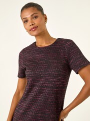 Roman Red Textured Frill Hem Short Dress - Image 4 of 5
