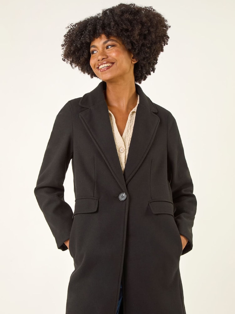 Roman Black Tailored Longline Coat - Image 1 of 5