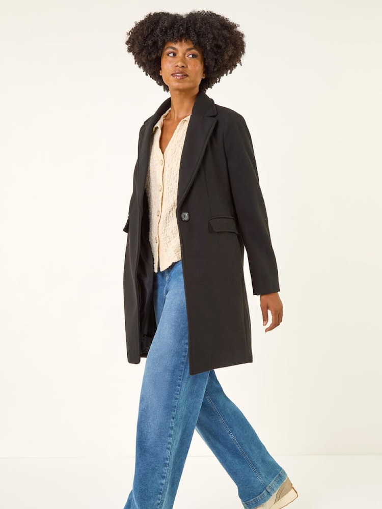 Roman Black Tailored Longline Coat - Image 2 of 5