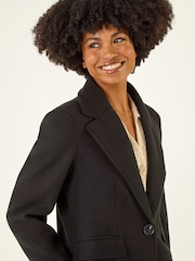 Roman Black Tailored Longline Coat - Image 4 of 5