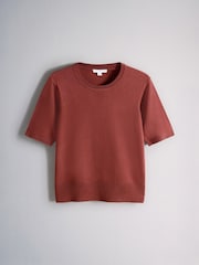 The Set 4 Pack Crew Neck Fine Knit T-shirts Chocolate Brown/Red/Pink/Cream - Image 2 of 6