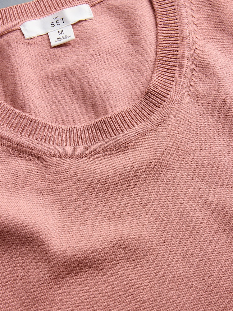 The Set 4 Pack Crew Neck Fine Knit T-shirts Chocolate Brown/Red/Pink/Cream - Image 6 of 6