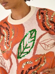 Roman White Sequin Floral Knit Jumper - Image 5 of 5