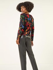 Roman Black Floral Print Soft Knit Jumper - Image 3 of 5