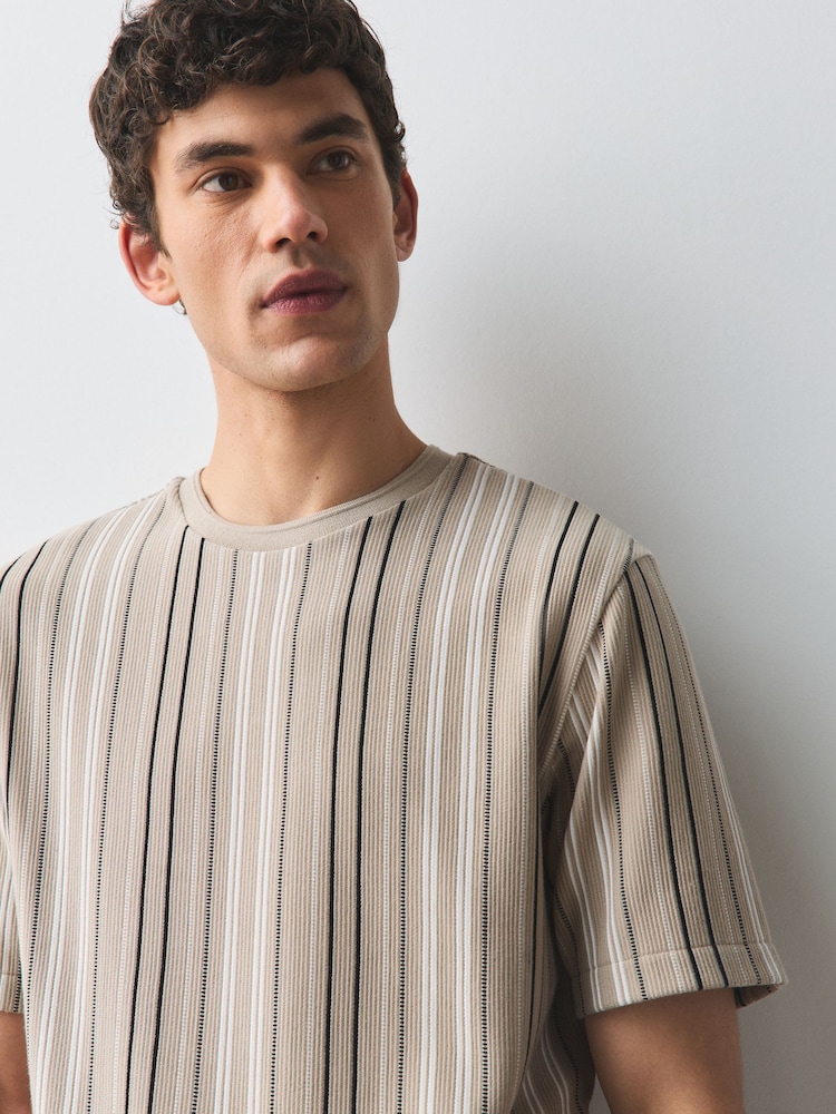 Neutral Smart Vertical Stripe T-Shirt - Image 1 of 5