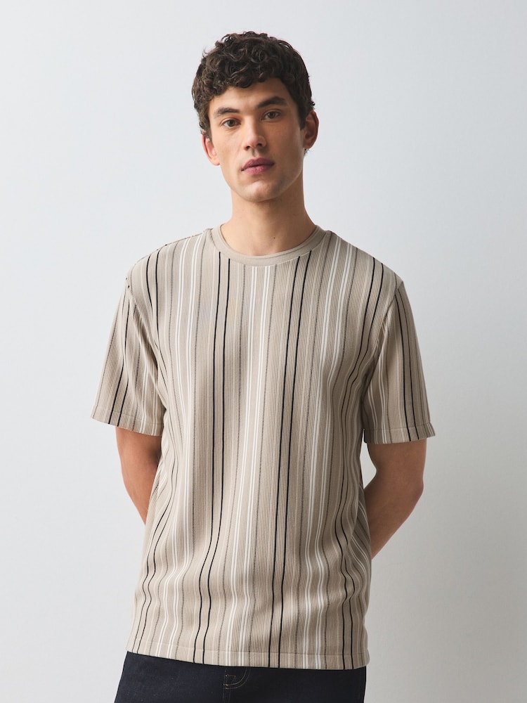 Neutral Smart Vertical Stripe T-Shirt - Image 2 of 5