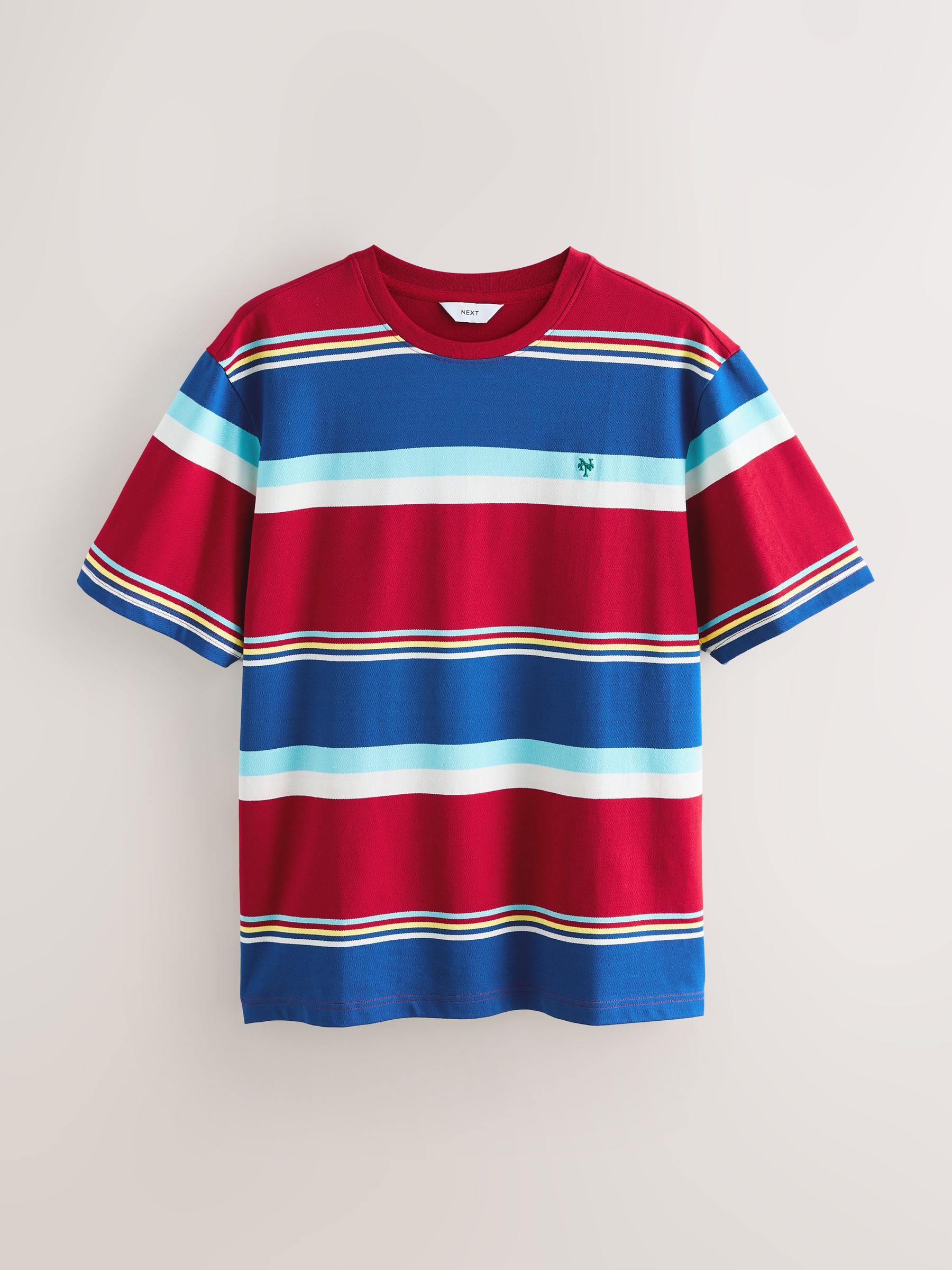 Buy Red/Blue Regular Fit Horizontal Striped T-Shirt from Next