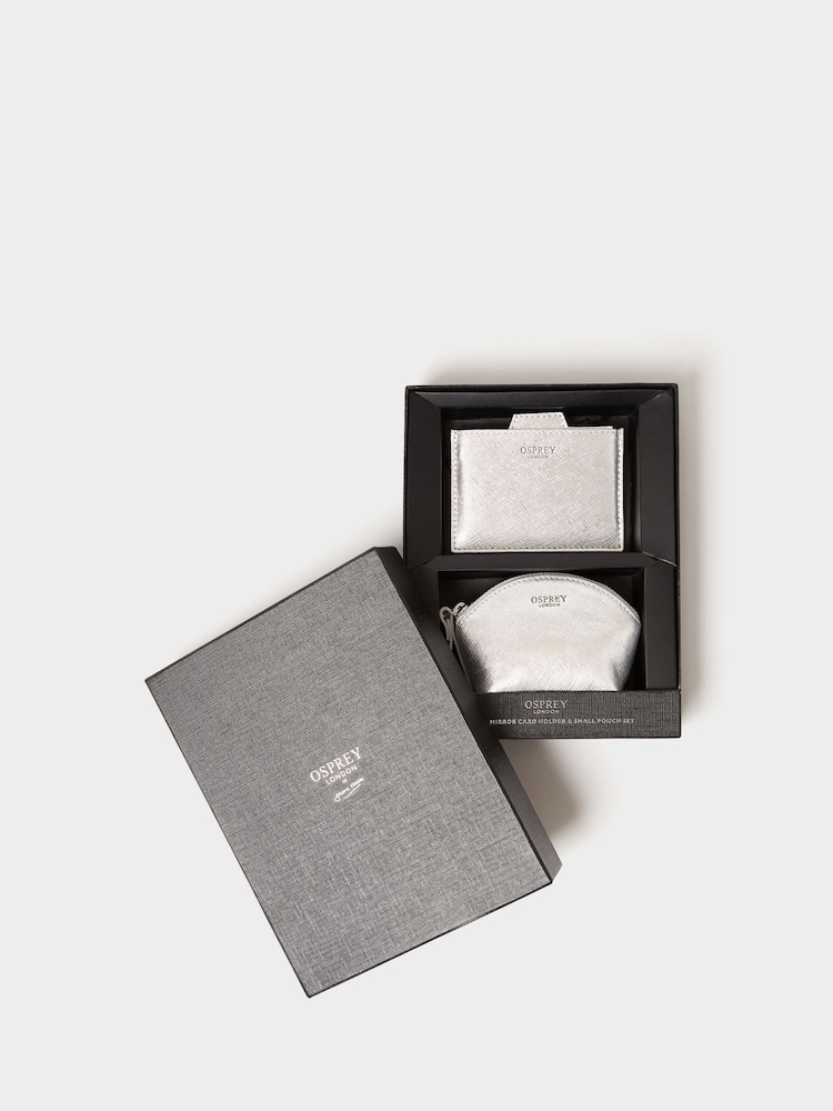 Osprey London Pink The Neptune Leather Mirror Card Holder & Small Pouch - Image 2 of 5