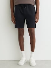 Reiss Navy Reid Premium Interlock Drawstring Shorts - Image 3 of 6
