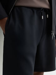 Reiss Navy Reid Premium Interlock Drawstring Shorts - Image 4 of 6