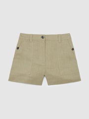 Reiss Sage Green Ashby Linen Shorts - Image 2 of 7