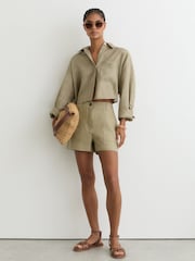Reiss Sage Green Ashby Linen Shorts - Image 4 of 7