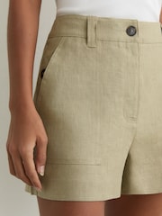 Reiss Sage Green Ashby Linen Shorts - Image 6 of 7