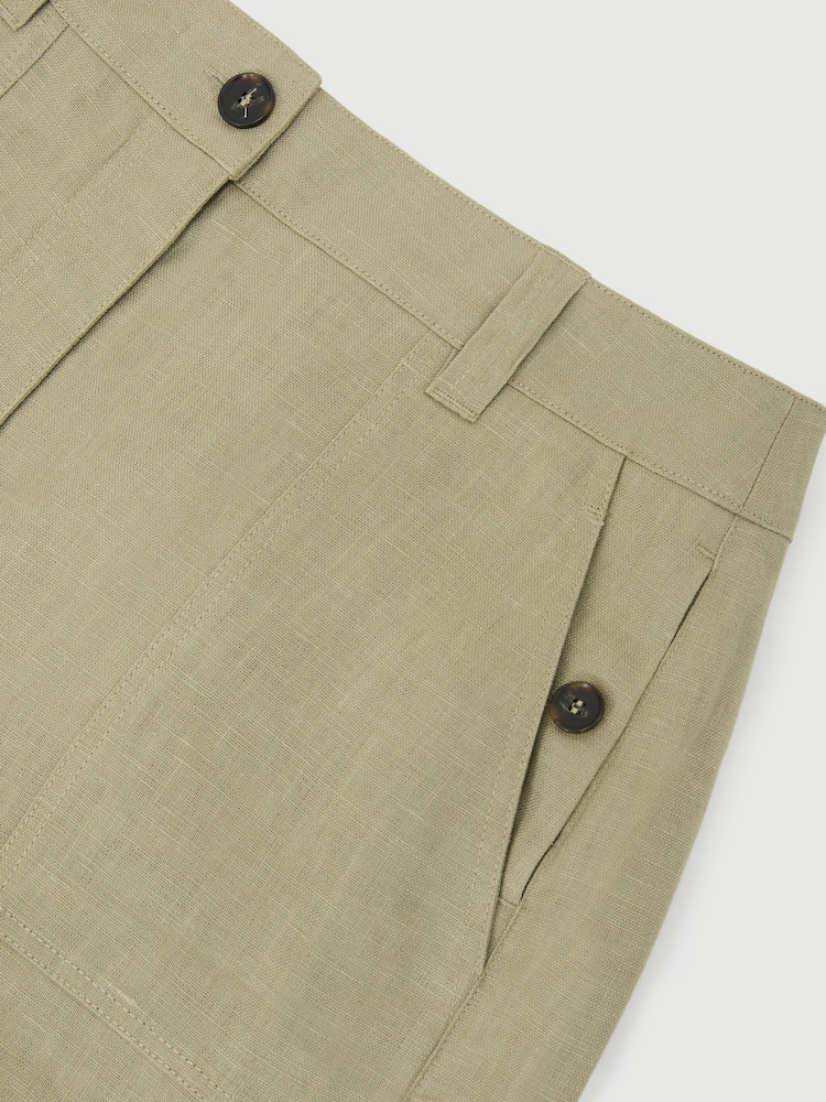 Reiss Sage Green Ashby Linen Shorts - Image 7 of 7