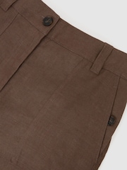 Reiss Chocolate Brown Ashby Linen Shorts - Image 6 of 6