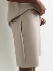 Reiss Stone Reid Premium Interlock Drawstring Shorts - Image 1 of 7