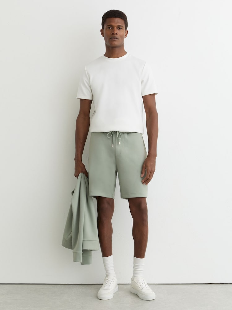 Reiss Mint Green Reid Premium Interlock Drawstring Shorts - Image 1 of 6 Reiss Mint Green Reid Premium Interlock Drawstring Shorts - Image 1 of 6