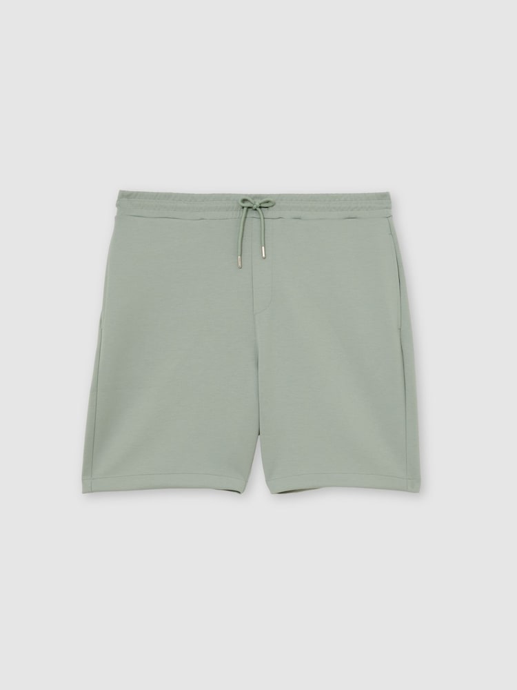 Reiss Mint Green Reid Premium Interlock Drawstring Shorts - Image 2 of 6 Reiss Mint Green Reid Premium Interlock Drawstring Shorts - Image 2 of 6