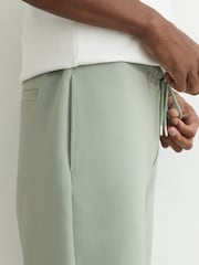 Reiss Mint Green Reid Premium Interlock Drawstring Shorts - Image 3 of 6