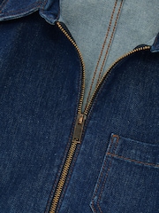 Reiss Indigo Blue Danie Wide-Leg Zip-Through Denim Jumpsuit - Image 7 of 7