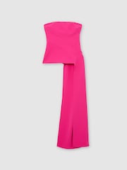 Reiss Bright Pink Skye Strapless Drape-Detail Structured Top - Image 2 of 6
