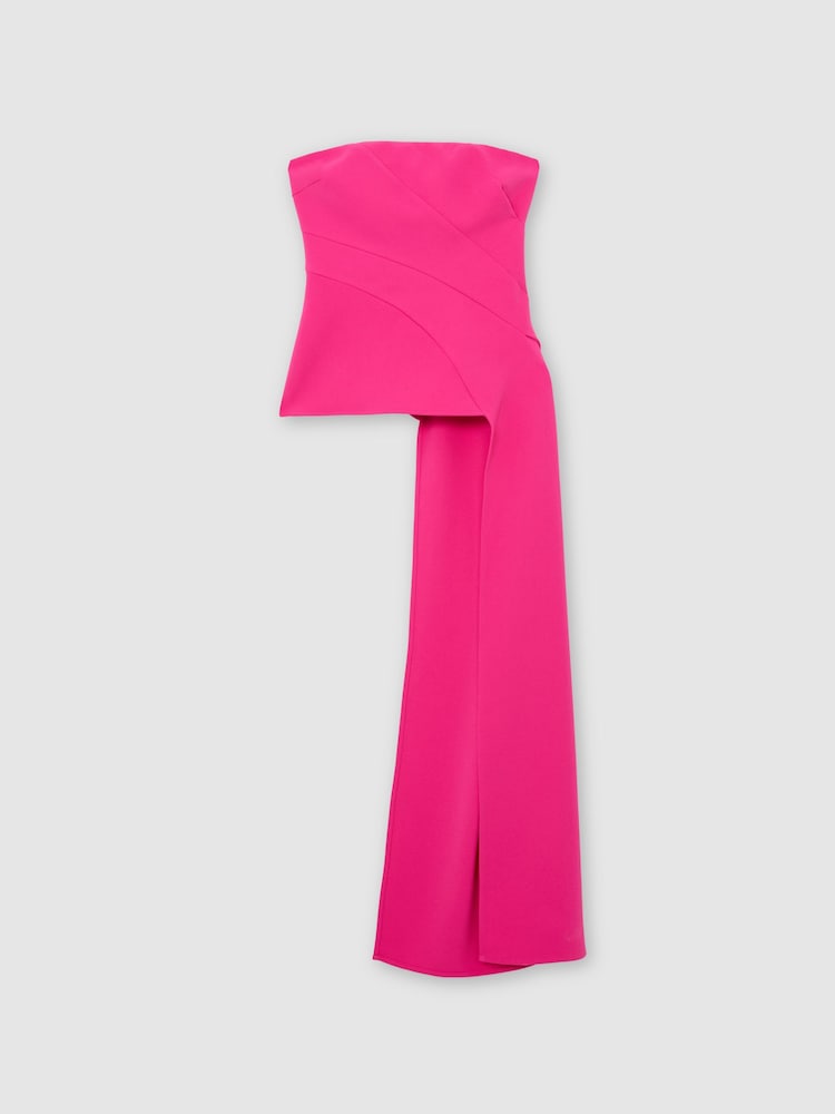 Reiss Bright Pink Skye Strapless Drape-Detail Structured Top - Image 2 of 6