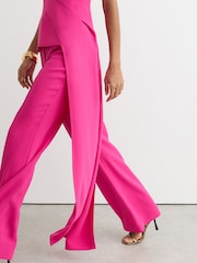 Reiss Bright Pink Skye Strapless Drape-Detail Structured Top - Image 4 of 6