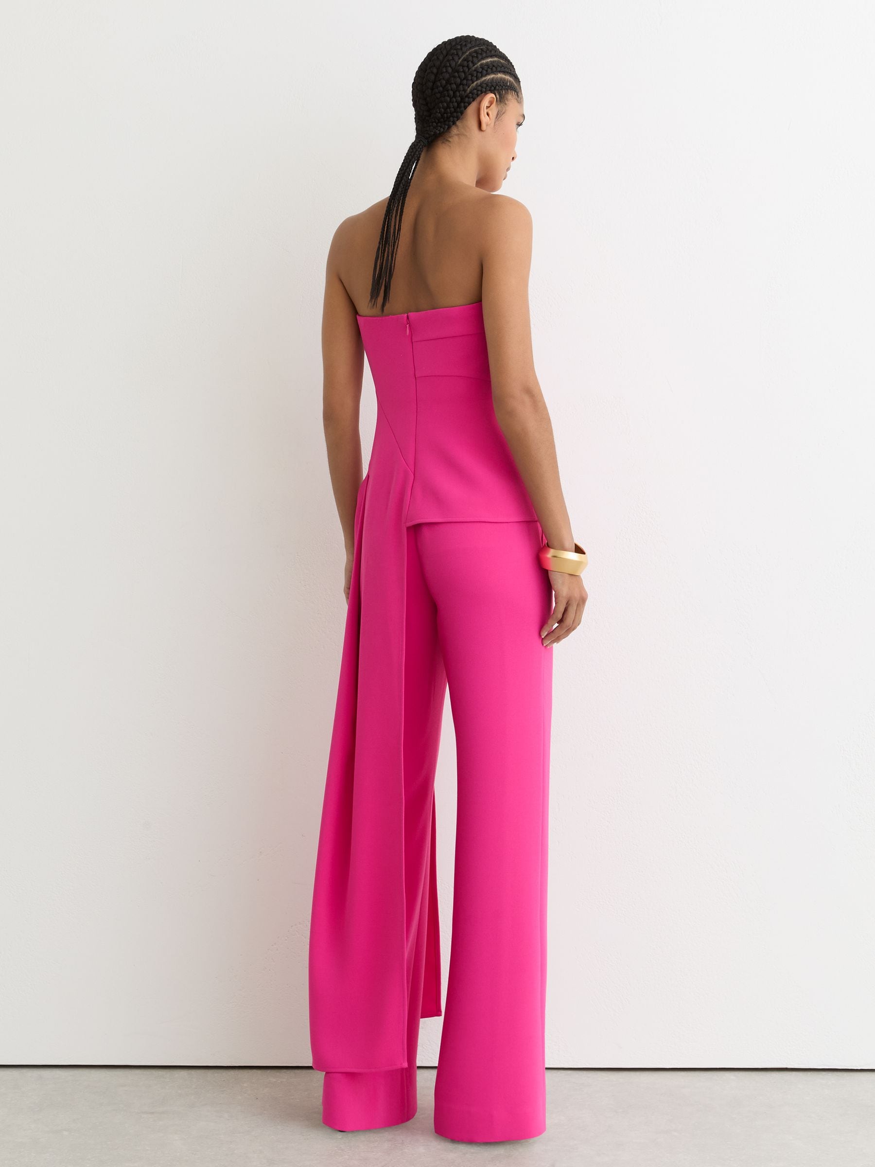 Buy Reiss Bright Pink Skye Strapless Drape-Detail Structured Top