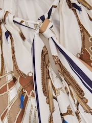 Reiss Ivory/Neutral Ellie Foulard-Print Tie-Neck Midi Dress - Image 9 of 9