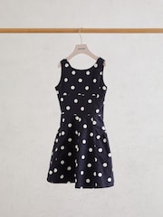 Reiss Navy/Ivory Irena Cotton Polka-Dot Sleeveless Dress - Image 1 of 3
