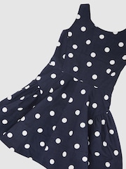 Reiss Navy/Ivory Irena Cotton Polka-Dot Sleeveless Dress - Image 3 of 3