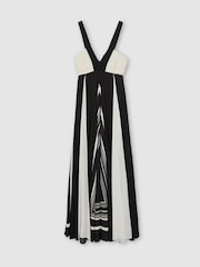 Reiss Black/Ivory Tallie Empire-Line Printed Maxi Dress - Image 2 of 7
