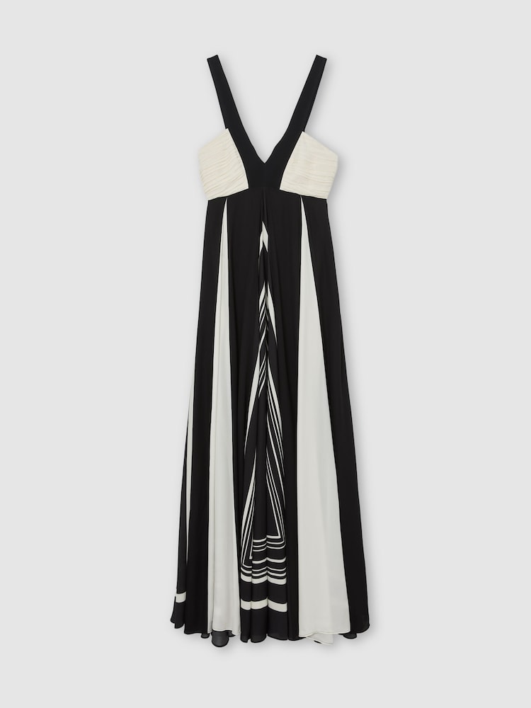 Reiss Black/Ivory Tallie Empire-Line Printed Maxi Dress - Image 2 of 7