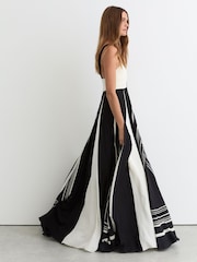 Reiss Black/Ivory Tallie Empire-Line Printed Maxi Dress - Image 4 of 7