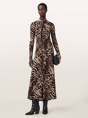 AllSaints Brown Mina Dress - Image 3 of 6