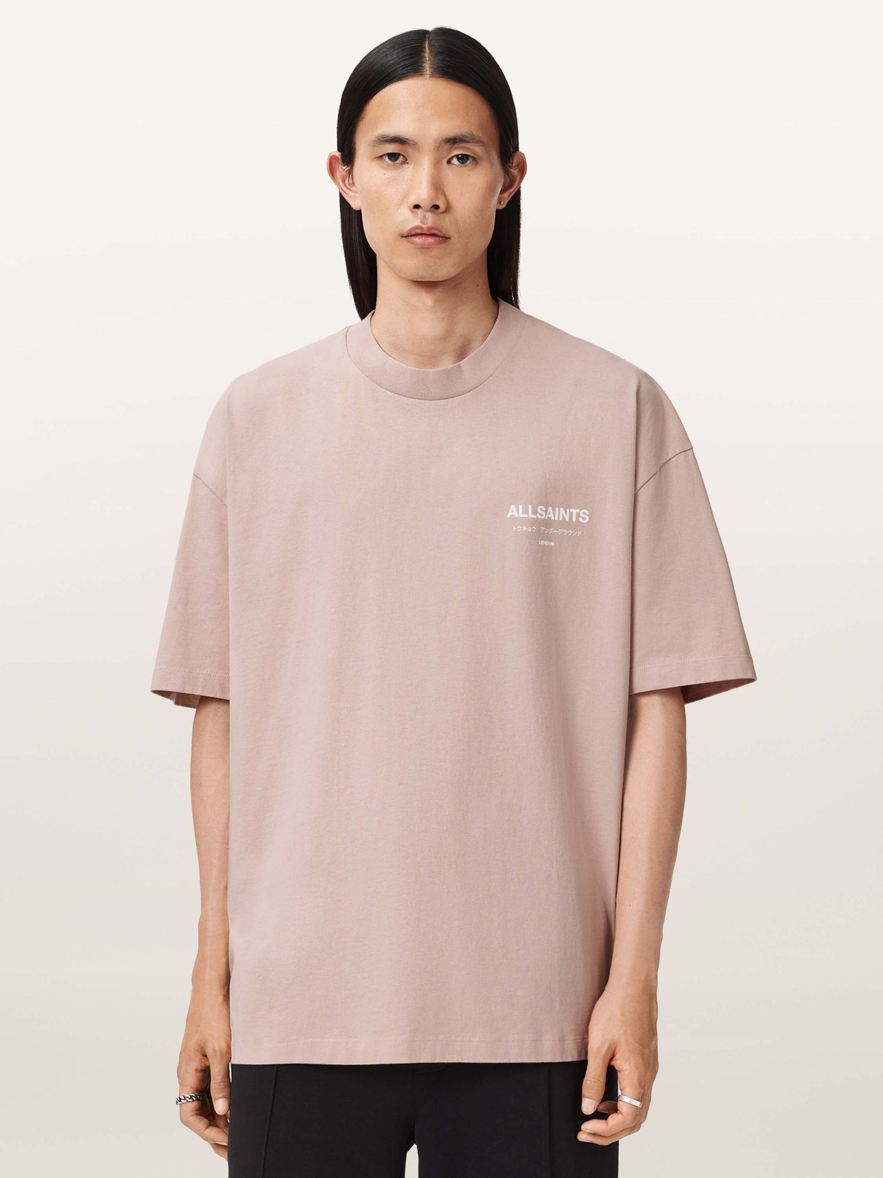 ALLSAINTS✨カッコよすぎるピンクボーダーTシャツ レトロ ボーダー Tシャツ